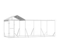 GeenYuu Chenil d'extérieur pour chien avec toit en acier galvanisé argenté, 6 x 2 x 2,5 m, résistant aux intempéries, avec porte, cage sûre pour chien, pour jardin, parc pour chiots, enclos à enclos à