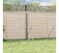GeenYuu Chenil d'extérieur pour Chiens en Acier galvanisé argenté 6x2x2 m avec Porte verrouillable, clôture Robuste et Ventilation optimale pour Jardin, terrasse, Cour, Protection et Repos sécurisé