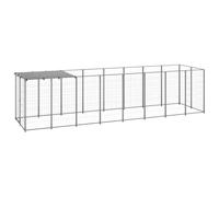 GeenYuu Chenil en Acier argenté 4,84 m² avec Toit résistant à l'eau et Porte sécurisée, Niche extérieure pour Chien, barrière ventilée pour Jardin, Parc Pliable, abri Protecteur pour Chiot