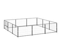 GeenYuu Chenil noir en acier 9 m², résistant aux intempéries et robuste, avec porte verrouillable, idéal comme enclos pour chiots et cage d'extérieur pour chien pour jardin et cour, protection sûre et