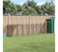 GeenYuu Chenil Noir en Acier Enduit de Poudre 4,84 m² avec Toit résistant à l'eau et Porte verrouillable pour Chien intérieur extérieur Jardin terrasse