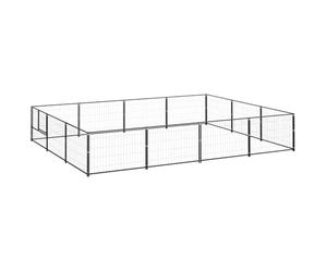 GeenYuu Chenil pour chien en acier noir 12 m² avec porte, résistant aux intempéries et robuste, enclos d'extérieur en métal pour chiots et chiens, enclos sûr dans le jardin, peu encombrant et durable