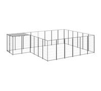 GeenYuu Chenil pour chien noir 12,1 m² en acier revêtu par pulvérisation avec toit résistant aux intempéries, porte verrouillable, cage d'extérieur robuste pour jardin, parc pour chiot, enclos sûr