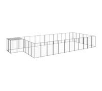 GeenYuu Chenil pour chien noir 22,99 m² en acier avec toit imperméable, porte verrouillable, enclos en métal robuste pour l'extérieur, enclos pour chiot, résistant aux intempéries, jardin sûr