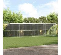 GeenYuu Chenil pour Chiens 4 pcs en Acier galvanisé Argenté 8 x 2 x 2 m avec Toit et Système de Verrouillage pour Jardin Terrasse Extérieur Protection et Confort