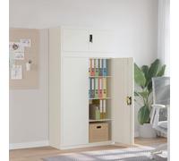 GeenYuu Classeur Blanc en Acier Enduit de Poudre 90x40x180 cm avec 3 étagères réglables et système verrouillable pour Bureau, Rangement sécurisé de Documents et Fournitures