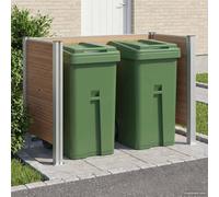 GeenYuu Clôture pour poubelle - Marron - 161 x 85 x 115 cm - Aluminium et WPC - Résistant aux intempéries et à la rouille - Extensible - Brise-vue pour jardin, cour et terrasse