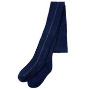 GeenYuu Collants pour enfant bleu marine pour filles et garçons, 75 % coton, taille 104, taille élastique, rayures lurex scintillantes, talons et orteils renforcés, respirant