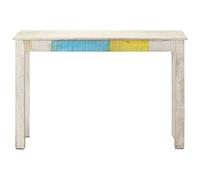GeenYuu Console en bois de manguier brut blanc 115 x 35 x 77 cm avec plateau en bois stable et support mural pour un charme rustique dans l'entrée et le salon