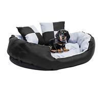 GeenYuu Coussin réversible Lavable pour Chien Gris Noir 85x70x20 cm avec Housse Amovible antidérapant Moelleux pour Repos Confort Sommeil Chiot Senior