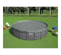 GeenYuu Couverture de Piscine Bestway Ronde Ø4,27 m en Polyester Gris, bâche Protection Hiver avec Trous Drainage, Sangles Maintien, Compatible Steel Pro et Steel Pro Max