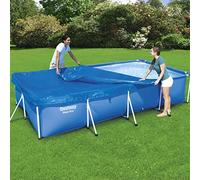 GeenYuu Couverture de Piscine Flowclear Bestway 400x211 cm en PE Bleue avec Trous de Drainage et Cordes de Fixation pour Protection hivernage Piscine Hors Terre Steel Pro