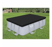 GeenYuu Couverture de Piscine Flowclear Bestway en PVC Anthracite 269x179 cm avec Trous de vidange et Cordes de Fixation pour Piscine Hors Sol rectangulaire Protection Hiver et antipoussière
