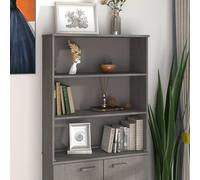 GeenYuu Dessus de Buffet Gris Clair en Bois de pin Massif 85x35x100 cm avec 2 étagères pour Rangement Salon Salle à Manger Cuisine
