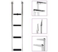 GeenYuu Échelle d'entrée 4 marches en acier inoxydable pliable extensible antidérapante avec fixation de montage pour bateau, yacht, piscine, échelle de flotteur, plate-forme, échelle arrière, ponton
