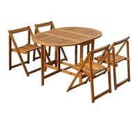 GeenYuu Ensemble à Manger d'extérieur Pliable 5pcs en Bois d'acacia Solide avec Table et 4 chaises Pliantes pour Jardin terrasse Balcon Patio Repas Pique-Nique apéritif café