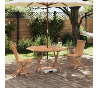 GeenYuu Ensemble Bistro de Jardin 3 pcs en Teck Massif Marron avec Table Pliable, 2 chaises résistantes aux intempéries, Trou pour Parasol, idéal terrasse Balcon Patio pour Repas détente extérieur