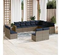 GeenYuu Ensemble canapé de Jardin 12 pcs en résine tressée Gris avec Coussins modulables, Rangement intégré, idéal terrasse Balcon Patio pour détente Repas en Famille ou réception en extérieur
