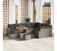 GeenYuu Ensemble canapé Jardin 12 pcs Gris polyrotin mobilier extérieur modulable avec Coussins résistants UV pour terrasse Balcon Patio détente Repas Famille