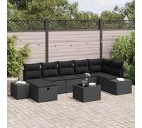 GeenYuu Ensemble canapé Jardin 8 pcs polyrotin Noir modulable avec Coussins Confortables, Table Basse et Sac, mobilier extérieur pour terrasse, Patio et Balcon