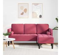 GeenYuu Ensemble canapé modulable 3 Places Bordeaux en Polyester Velours avec Coussins, canapé d'angle Confortable pour Salon séjour Bureau, Assise Moelleuse Dossier et accoudoir Design