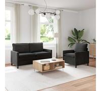 GeenYuu Ensemble canapés 2 pièces Noir Velours, canapé modulable avec Coussins Confort, Banquette Convertible pour Salon séjour Chambre Bureau détente