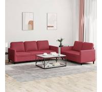 GeenYuu Ensemble canapés 2 pièces Rouge Bordeaux Similicuir, 5 Coussins, Structure Robuste métal et contreplaqué, Assise Confortable pour Salon séjour
