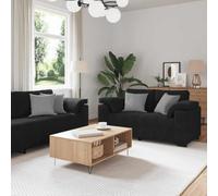 GeenYuu Ensemble canapés 3 pièces Noir Velours 100% Polyester avec Coussins Mousse et Fibre PP, Cadre Bois métal Robuste, Dimensions 219x77x82 cm