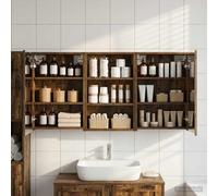 GeenYuu Ensemble d'armoire de salle de bain en bois 3 pièces 126 x 16 x 62,5 cm avec éclairage LED et miroir bidirectionnel pour meubles de salle de bain, meuble de lavabo, espace de rangement et
