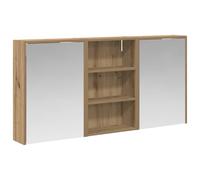 GeenYuu Ensemble d'armoires de salle de bain en bois 3 pièces 126 x 16 x 62,5 cm avec éclairage LED, deux portes fonctionnelles, miroir bidirectionnel et beaucoup d'espace de rangement pour meubles de