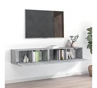 GeenYuu Ensemble de 2 meubles TV gris en bois Sonoma - Montage mural - Design moderne - Grand espace de rangement pour salon, chambre à coucher, salle multimédia robuste