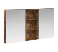 GeenYuu Ensemble de 3 armoires de salle de bain en bois - 110 x 10,5 x 60,5 cm - Montage mural - Avec éclairage LED et miroir bidirectionnel - Meuble de rangement - Meuble de salle de bain - Commode