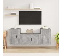 GeenYuu Ensemble de 3 meubles TV en bois gris béton design moderne mural avec grand espace de rangement pour salon et home cinéma Support TV universel