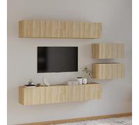 GeenYuu Ensemble de 6 meubles TV en bois de chêne Sonoma, montage mural, 4 x 80 x 30 x 30 cm et 2 x 60 x 30 x 30 cm, design moderne pour le salon, support TV universel polyvalent
