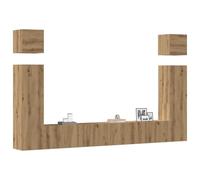 GeenYuu Ensemble de 6 meubles TV muraux en chêne artisanal, matériau en bois, durable, robuste, design moderne pour salon, centre multimédia, espace de rangement