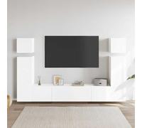 GeenYuu Ensemble de 8 meubles TV en bois blanc, montage mural, espace de rangement pour salon, centre multimédia, rangement polyvalent, design moderne, utilisation universelle