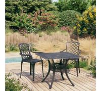 GeenYuu Ensemble de Bistro 3 pièces en Aluminium coulé Noir, mobilier extérieur Robuste pour terrasse, Balcon ou Patio avec Table Basse et chaises Confortables