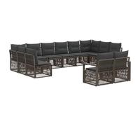 GeenYuu Ensemble de canapé de Jardin 12 pcs en polyrotin Gris modulable pour terrasse Balcon Patio avec Coussins Amovibles résistants aux intempéries idéal pour Repas détente Famille invité