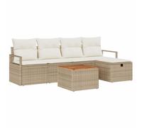 GeenYuu Ensemble de canapé de jardin 6 pièces avec coussins et espace de rangement, en polyrotin, beige, résistant aux intempéries, pour terrasse, balcon, salon avec pieds réglables, modulaire, facile