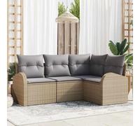 GeenYuu Ensemble de canapé de Jardin Beige en polyrotin modulable avec Coussins Amovibles pour terrasse Balcon Patio Salon extérieur détente convivialité et Confort Quatre Places