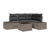 GeenYuu Ensemble de canapé de jardin en polyrotin gris clair avec espace de rangement, meubles de jardin résistants aux intempéries, pour terrasse, balcon et extérieur, salon modulaire avec table