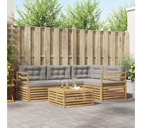 GeenYuu Ensemble de canapé d'extérieur 5 pièces blanc et gris clair avec housse en polyester, résistant aux intempéries, table et groupe de sièges, salon modulaire pour terrasse et jardin