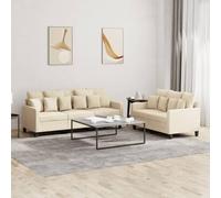GeenYuu Ensemble de canapés 2 pièces crème en Tissu avec Coussins, Structure Robuste en métal et contreplaqué, Dimensions 138x77x80 cm et 198x77x80 cm, idéal pour Salon séjour Bureau détente