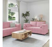 GeenYuu Ensemble de canapés 3 pièces en Velours Rose 100% Polyester avec Coussins Mousse et Fibre PP, Cadre Bois et métal, Dimensions variées pour Salon, Bureau, Chambre