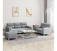 GeenYuu Ensemble de canapés 3 pièces Tissu Gris Clair avec Coussins, canapé Convertible modulable, Banquette Relax pour Salon séjour Chambre Bureau, Assise Confortable avec Dossier et accoudoir