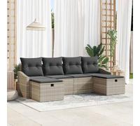 GeenYuu Ensemble de canapés Jardin extérieur en polyrotin avec Coussins 6 pcs modulable léger résistant aux intempéries et UV pour terrasse Balcon Patio Salon détente Repos Repas