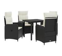GeenYuu Ensemble de meubles de canapé avec 4 fauteuils réglables, en rotin synthétique noir et blanc crème, 5 pièces pour salon, terrasse et salle à manger avec coussin en mousse confortable
