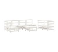 GeenYuu Ensemble de salon de jardin 8 pièces en pin massif blanc, composé de pièces centrales, canapés d'angle et table basse, ensemble de jardin en bois résistant aux intempéries pour balcon