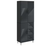 GeenYuu Ensemble mobilier Salon 2 pcs Noir 66 x 34,5 x 89,5 cm avec Armoire Murale et Buffet modulable pour Rangement intérieur et aménagement Maison