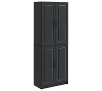 GeenYuu Ensemble mobilier Salon 2 pcs Noir Bois d'ingénierie, Rangement Multi-Usage avec Armoire, Commode, étagères, Portes, idéal Bureau Chambre Salle à Manger entrée Cuisine